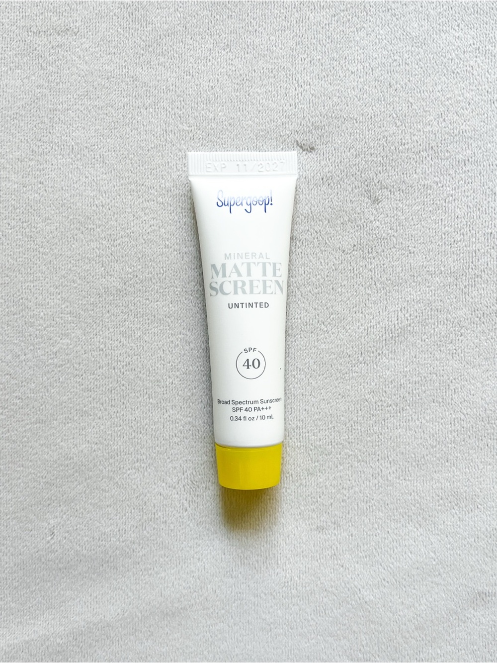 Supergoop! White Tube with Yellow Cap Mineral Matte Sunscreen SPF 40